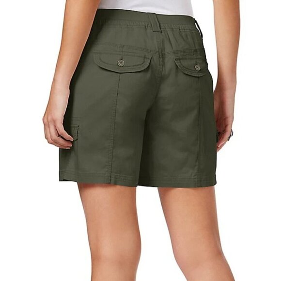 Style & Co. Women's 16 Petite Mid Rise Olive Green Cargo Shorts NWT - Picture 2 of 6